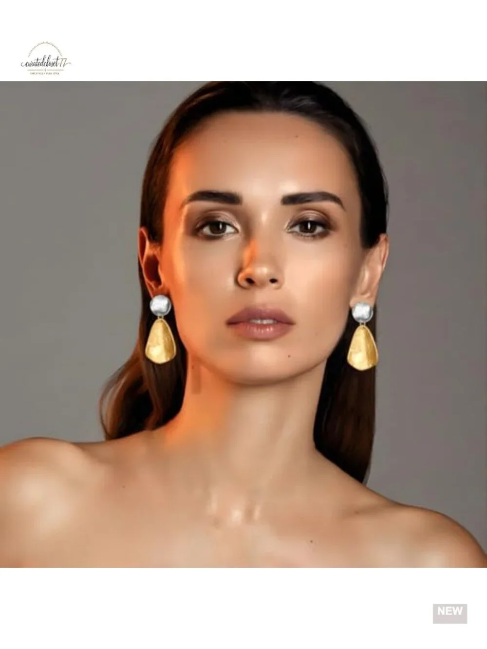 Gold Plated Geometric Chunky Dangle Earrings Statement Jewelry